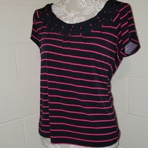 Business, fun strips and polka-dot blouse